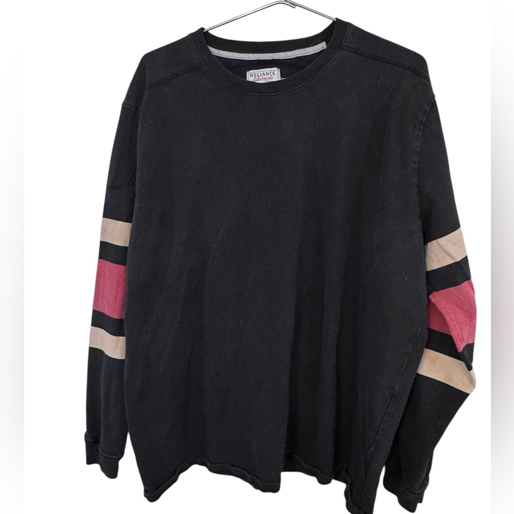 Guideboat Co High End Black Red Tan Striped Retro Long Sleeve T-Shirt Men’s XXL